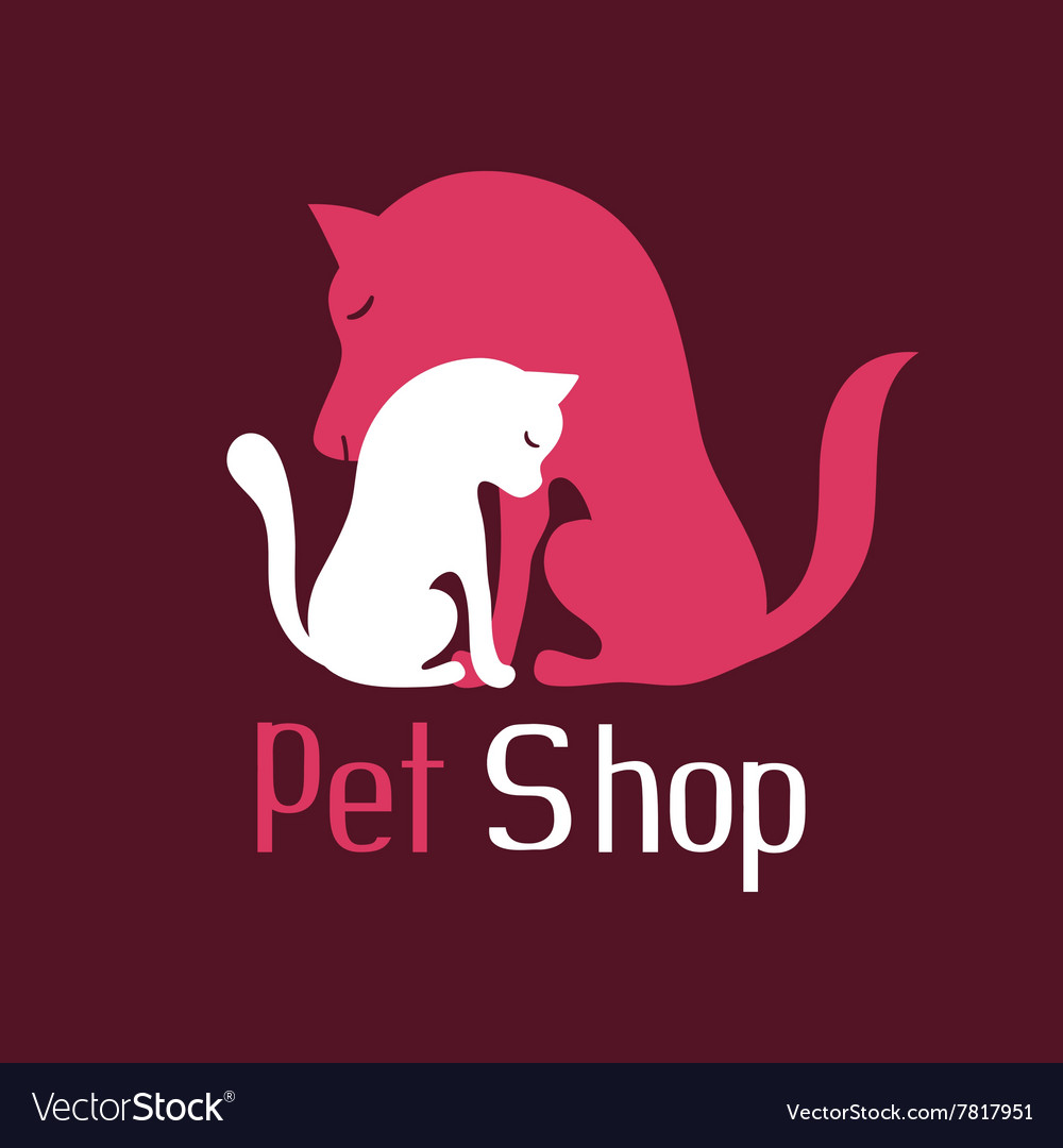 Cat and dog tender embrace sign for pet shop logo Vector Image