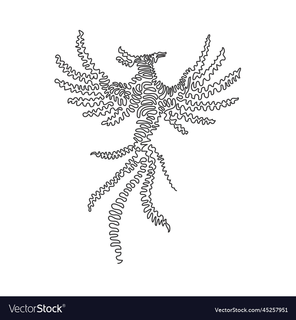 Continuous curve one line drawing of phoenix vector image Continuous curve one line drawing of phoenix