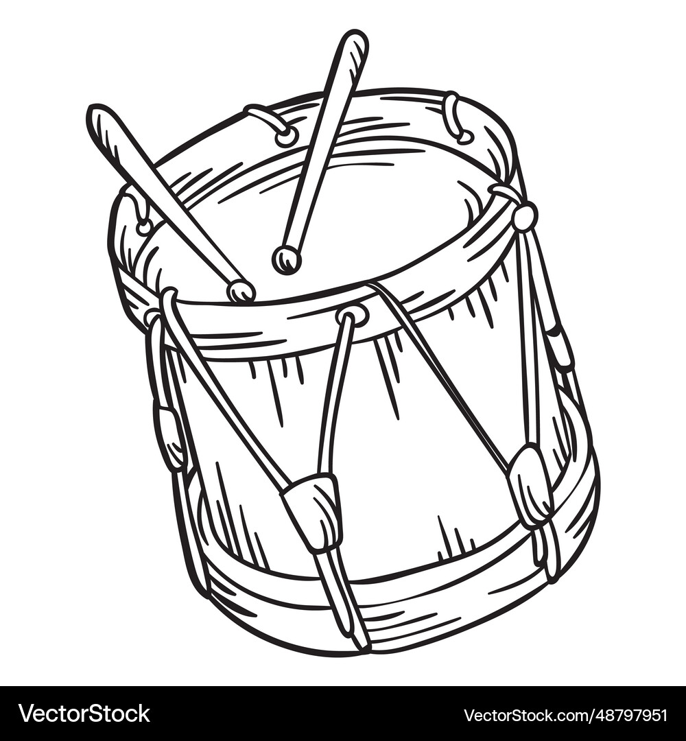 Drums cute stroke Royalty Free Vector Image - VectorStock