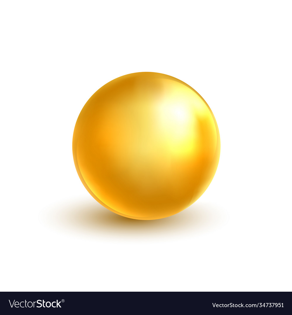 Gold sphere bright glossy ball oil golden bubble Vector Image