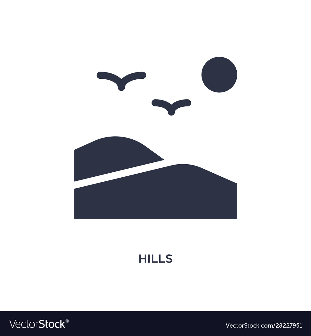Hills icon on white background simple element Vector Image Hills icon on white background simple element