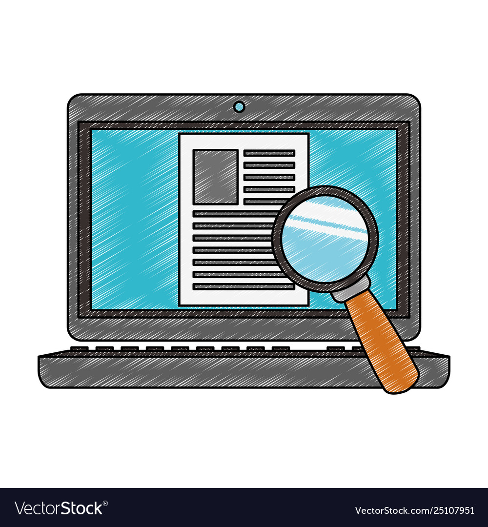 Magnifying glass on computer scribble