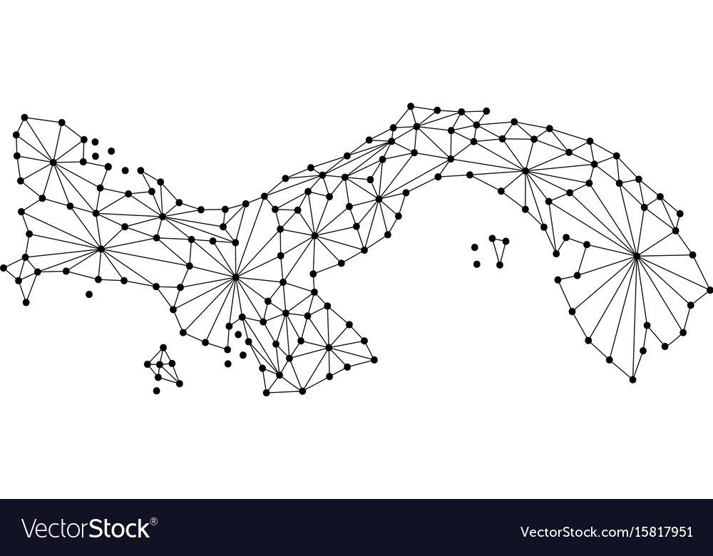 Panama map of polygonal mosaic lines network rays
