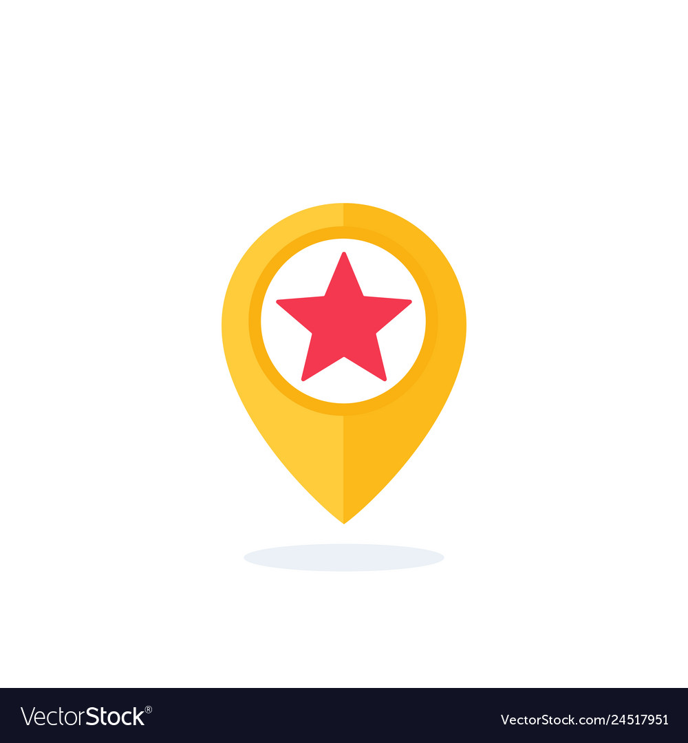 Pinpoint with star icon on white