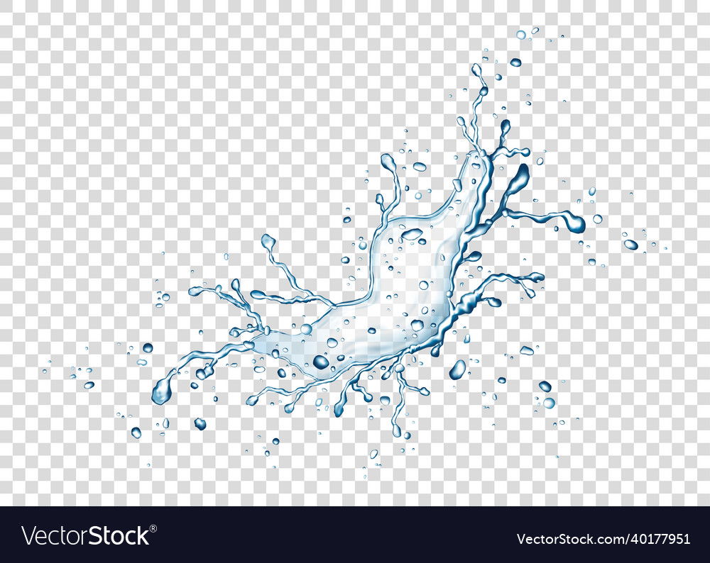 Realistic blue water splash and drops