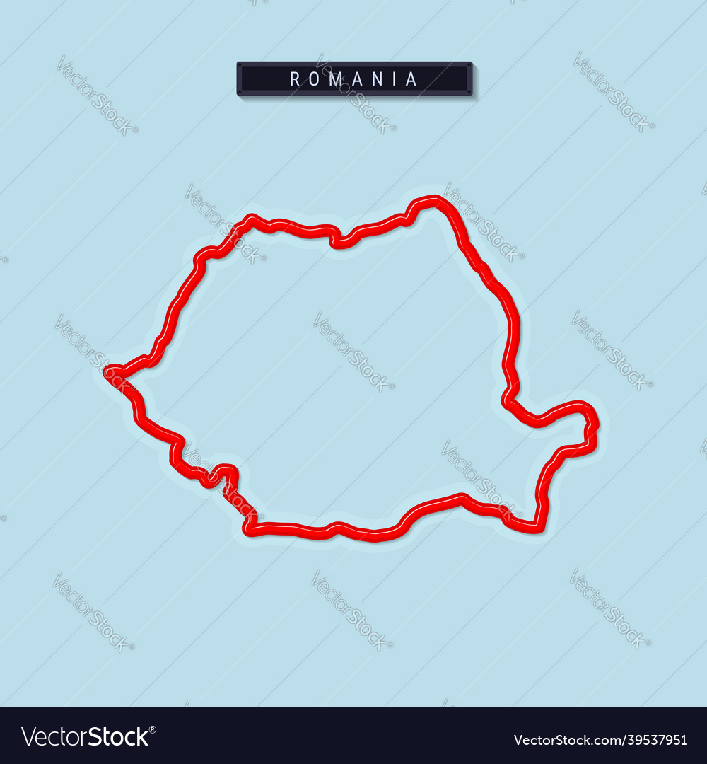 Romania bold outline map