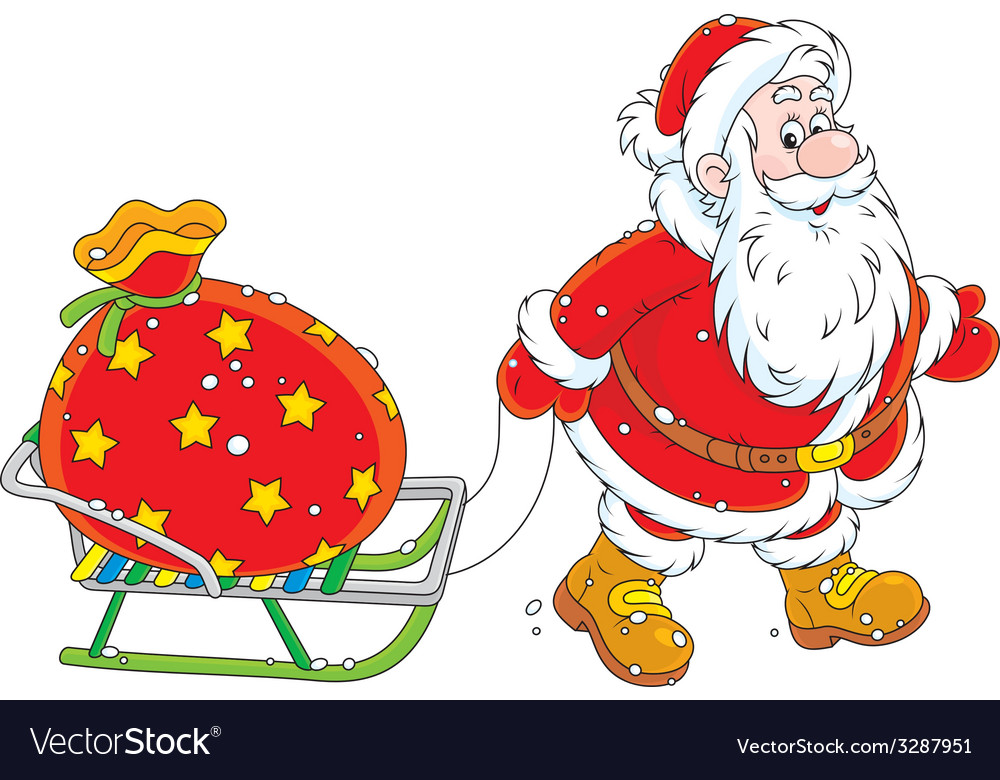 Santa with a gift bag