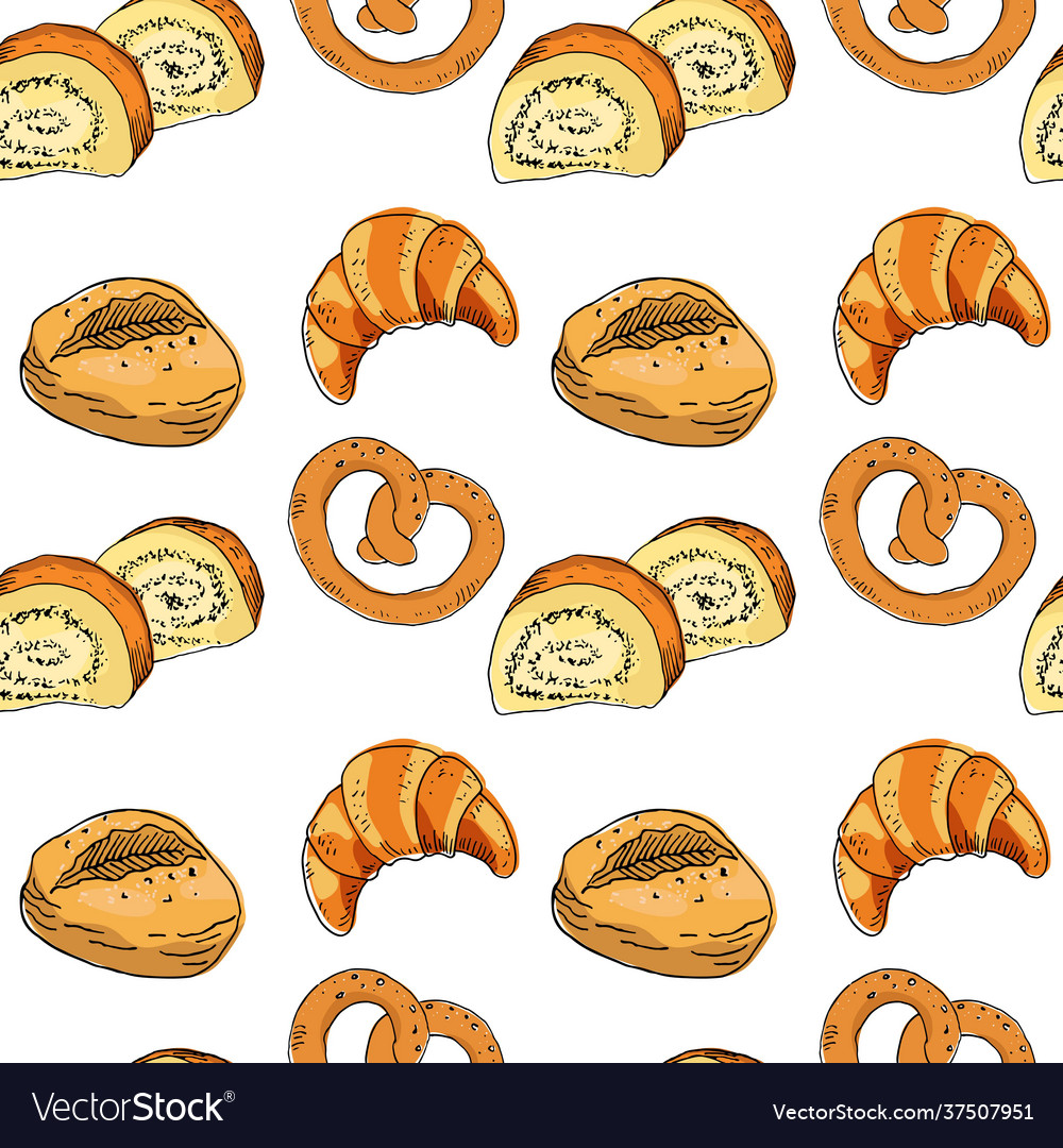 Seamless pattern with bakery products Royalty Free Vector