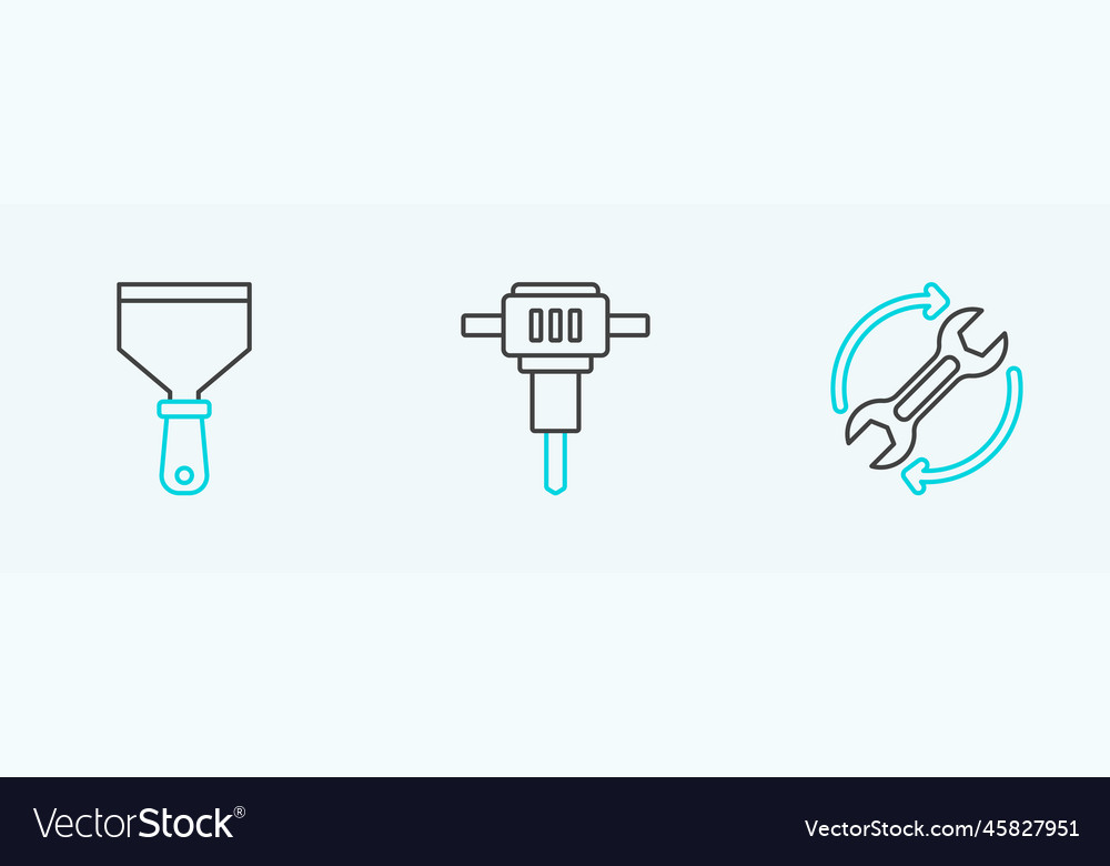 Set line wrench and arrows as workflow putty Vector Image Set line wrench and arrows as workflow putty