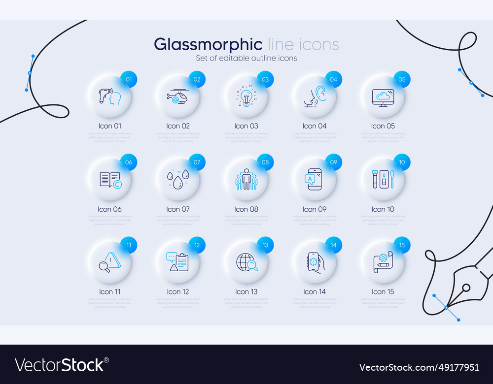 Set of group idea and attention line icons