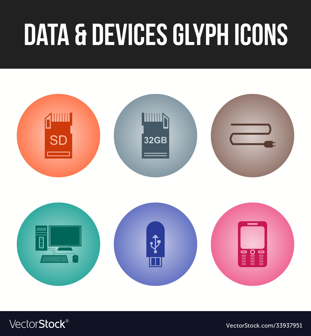 Unique data and devices icon set