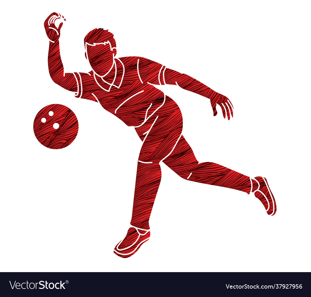 Bowler bowling sport male player action cartoon Vector Image