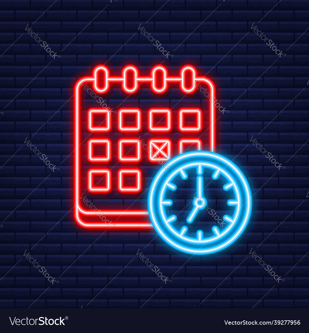 Calendar & Clock Line Icons - Schedule