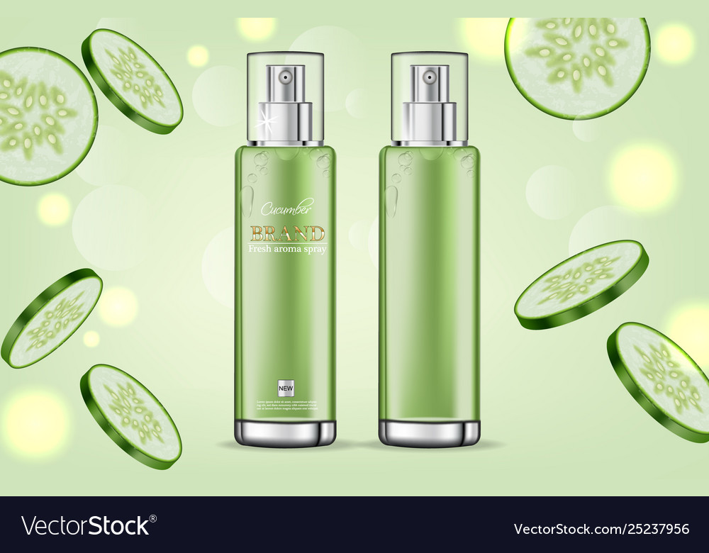 Cucumber cream collection realistic vector image Cucumber cream collection realistic