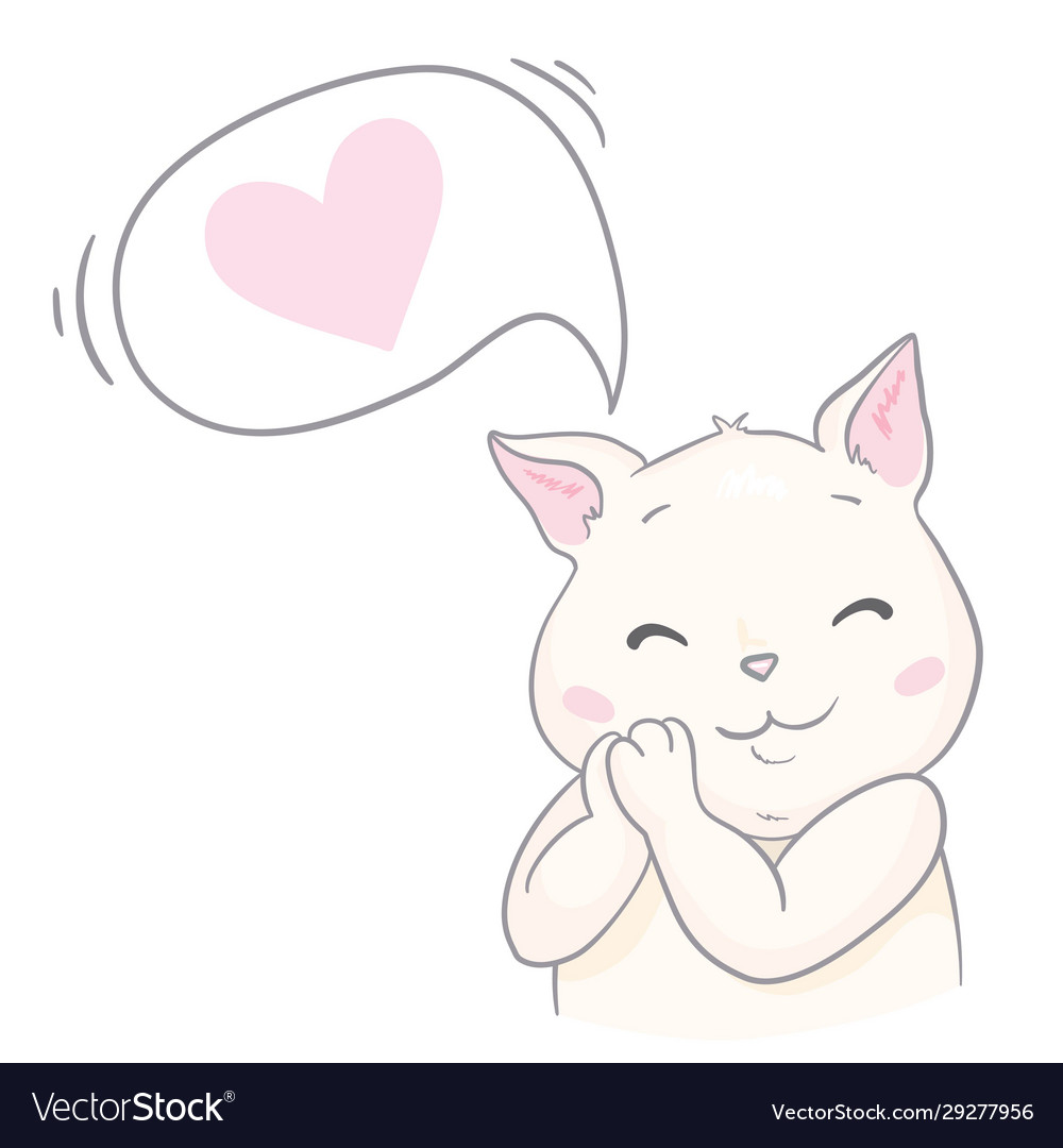 Cute cat character in love with hearts eyes vector image Cute cat character in love with hearts eyes