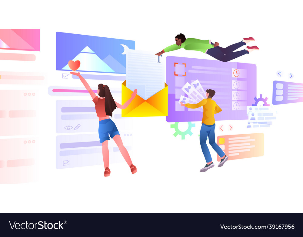 Entwickler Team erstellen Website ui web vector image Entwickler Team erstellen Website ui web