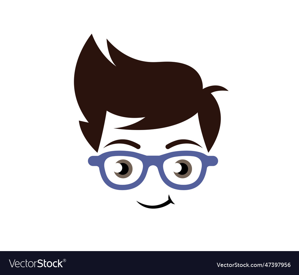 Geek Junge Gesichtsbrille Design Symbol Stock