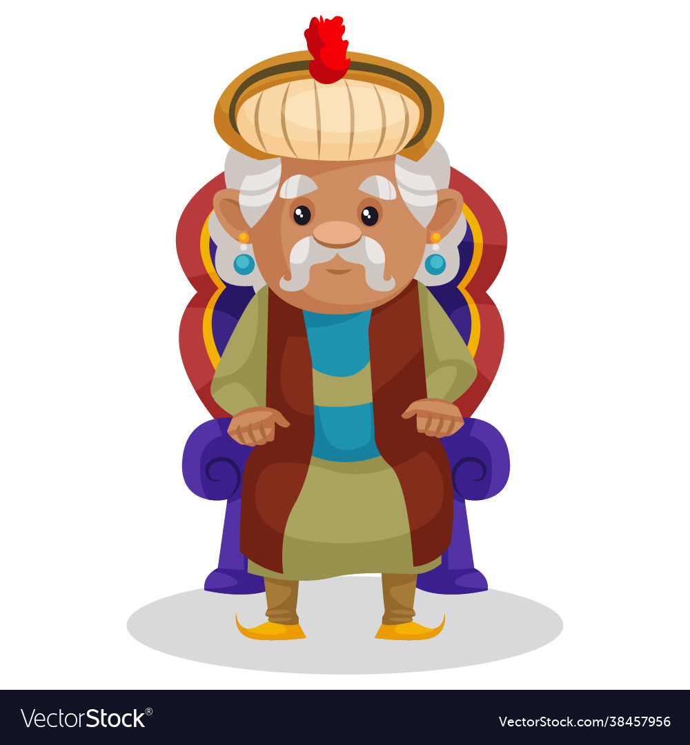 King akbar cartoon character Royalty Free Vector Image