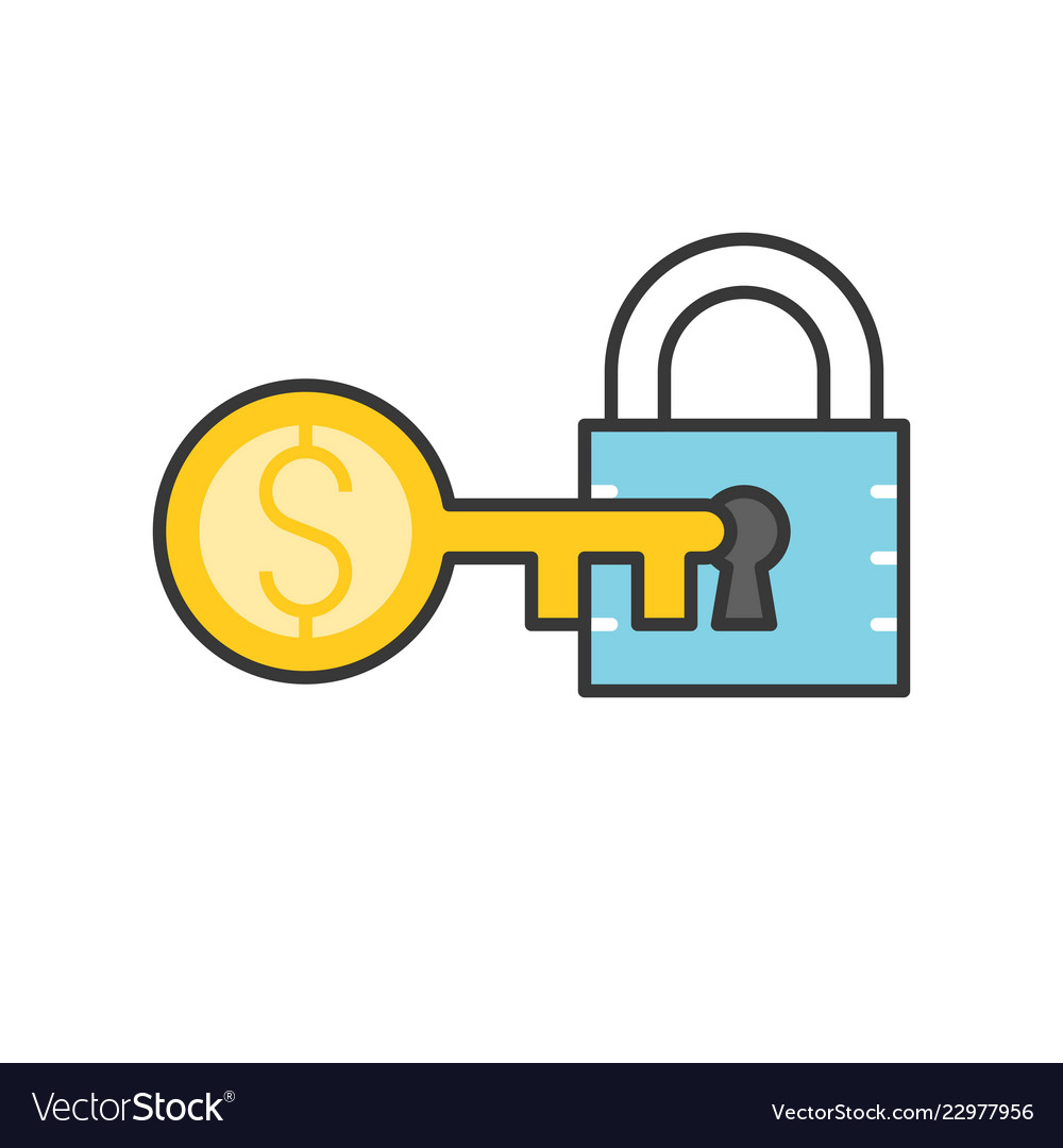 Lock and money gold key of success concept