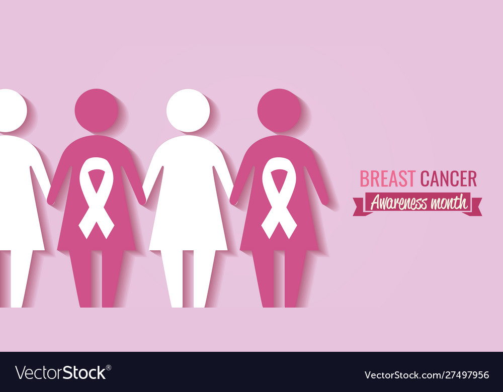 Poster breast cancer awareness month with women