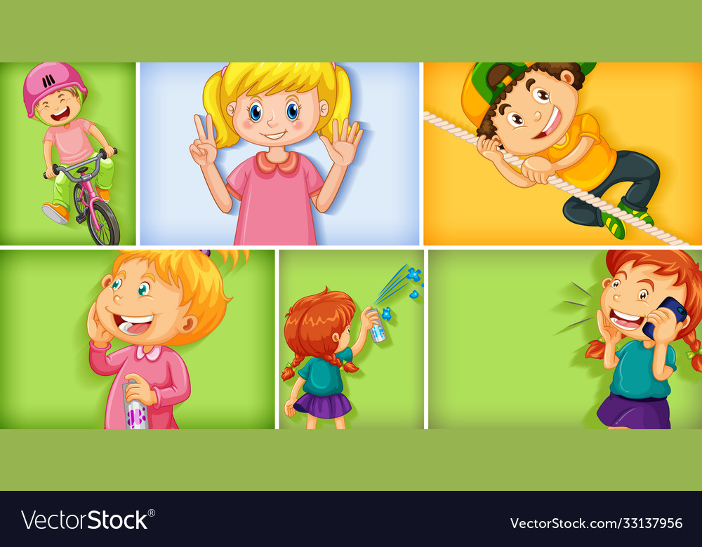 Set different kid characters Royalty Free Vector Image