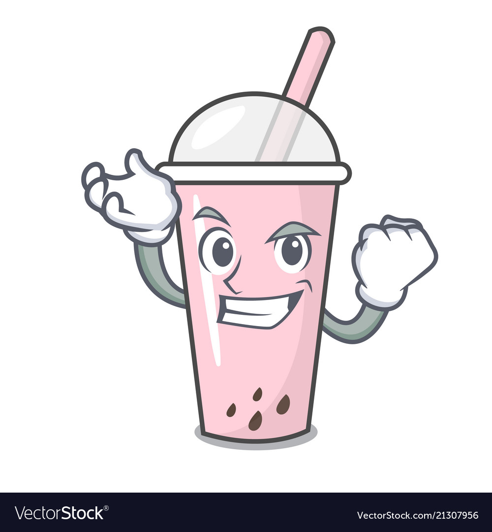 Successful raspberry bubble tea character cartoon