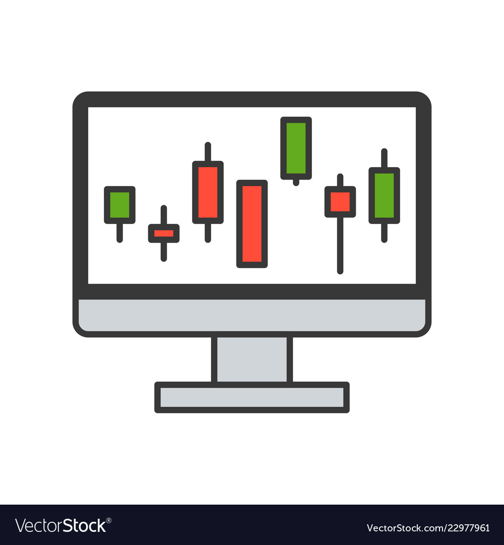 Candlestick chart on computer screen data report