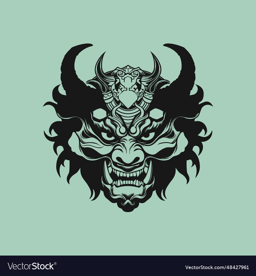 Dämon wie Gesicht mit Hörnern und drittem Auge vector image Dämon wie Gesicht mit Hörnern und drittem Auge