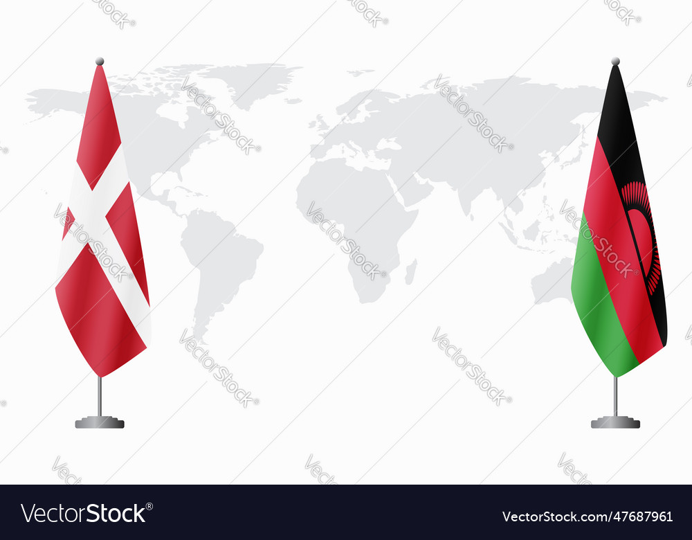 Denmark and malawi flags for official meeting