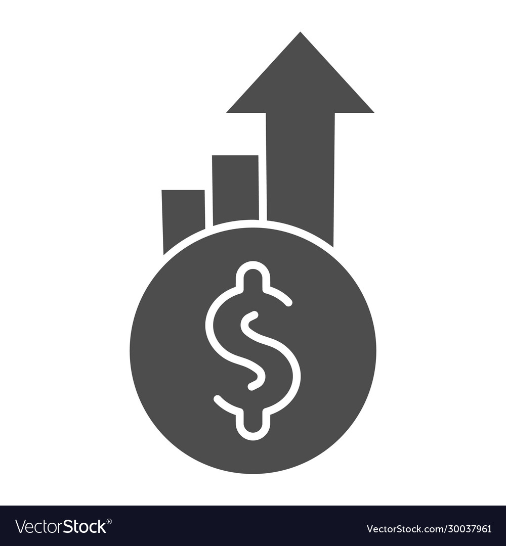 Dollar exchange increase solid icon coin Vector Image