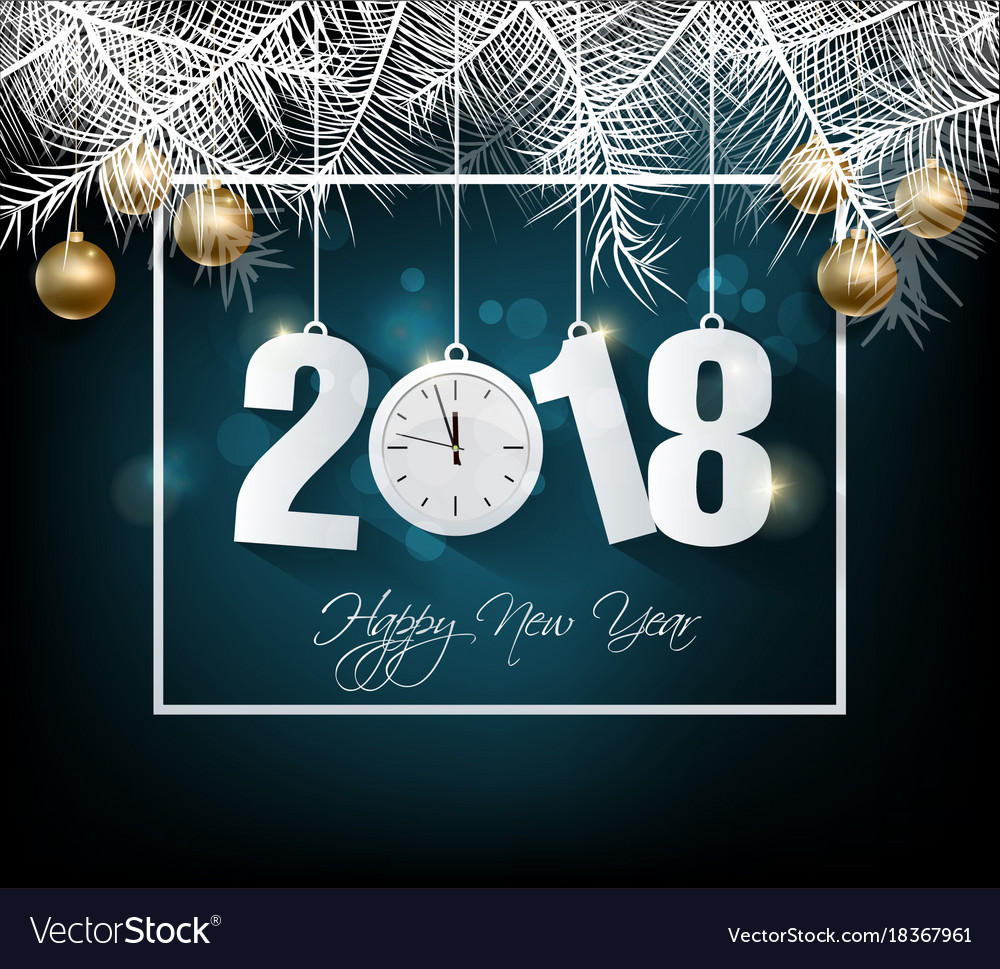 Happy new year 2018 greeting card and merry