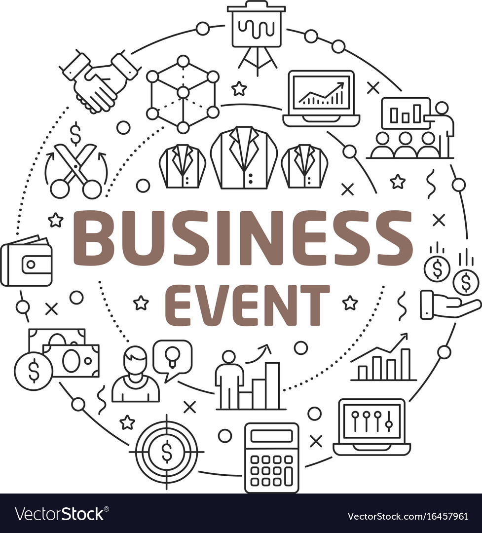 Line flat circle business event