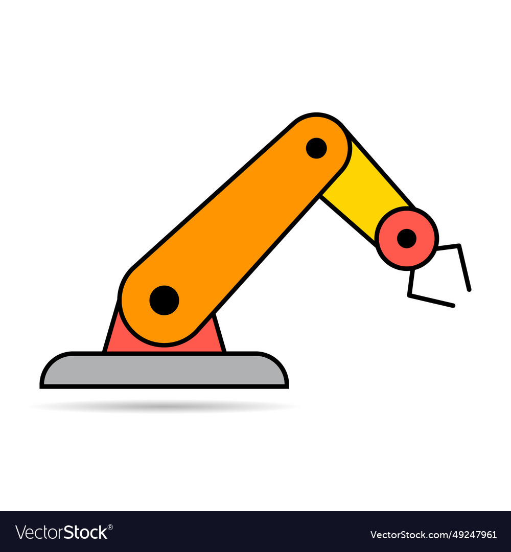 Mechanical robot arm machine shadow icon vector image Mechanical robot arm machine shadow icon