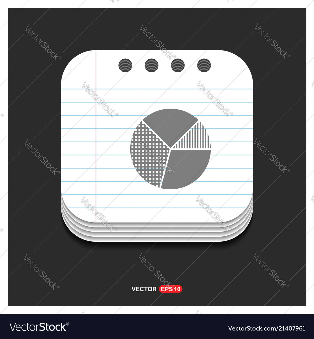 Pie graph icon gray on notepad style