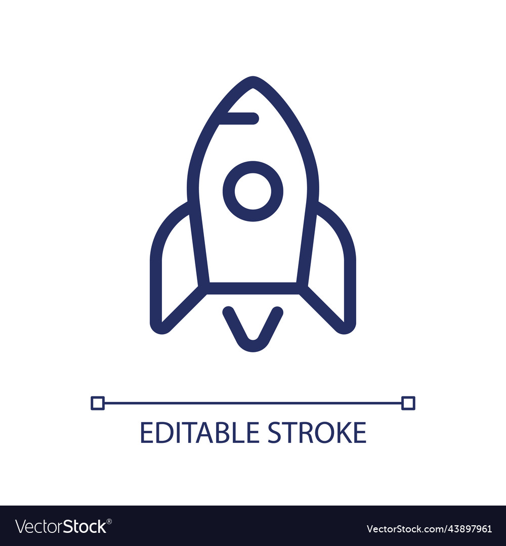 Rocket pixel perfect linear ui icon vector image Rocket pixel perfect linear ui icon