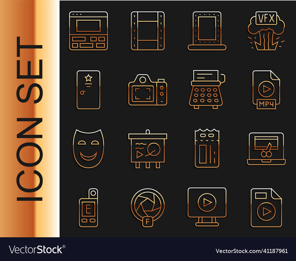 Set line avi file document video recorder Vector Image Set line avi file document video recorder