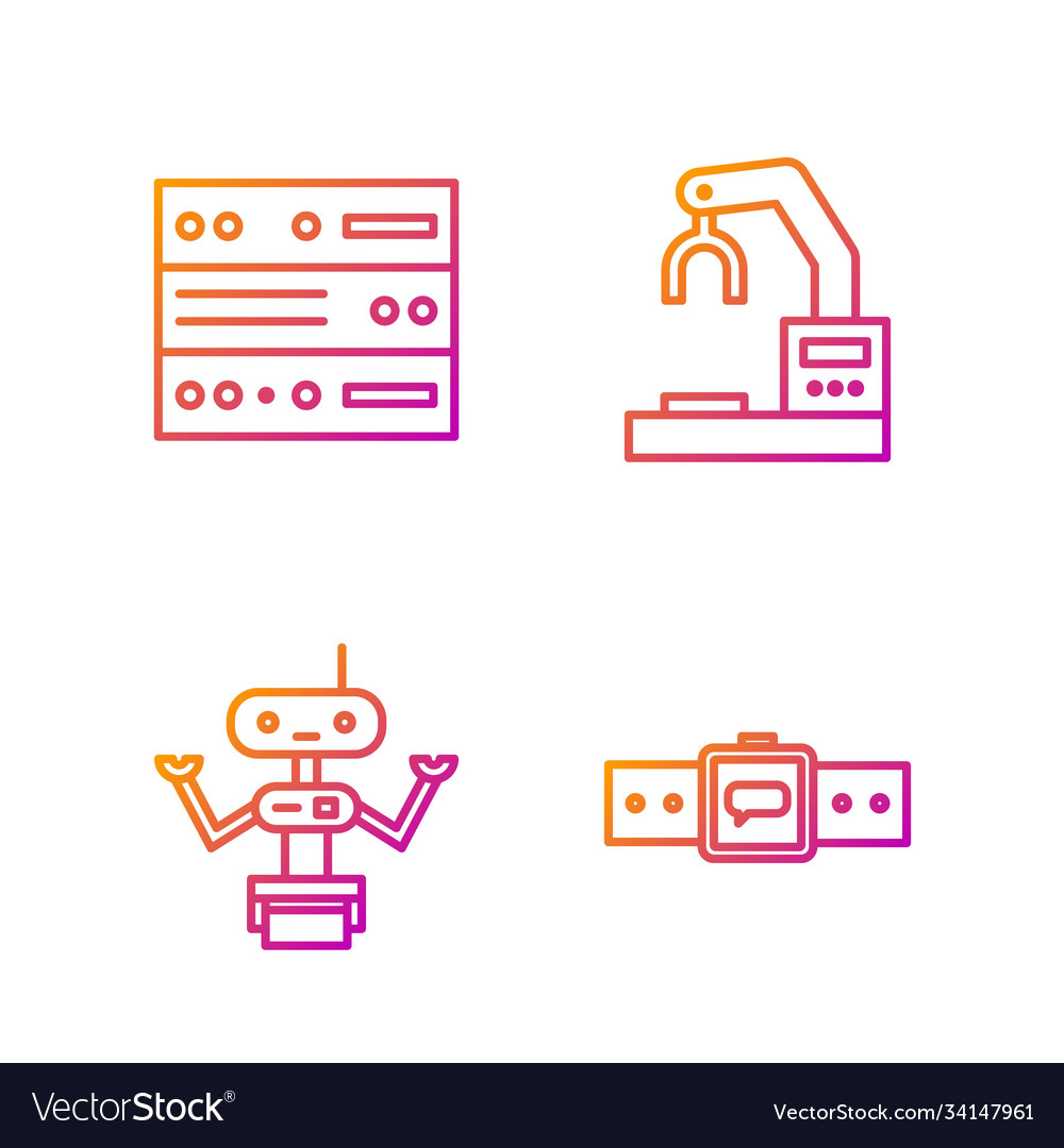 Zeile Smartwatch Roboter Server Daten Web vector image Zeile Smartwatch Roboter Server Daten Web