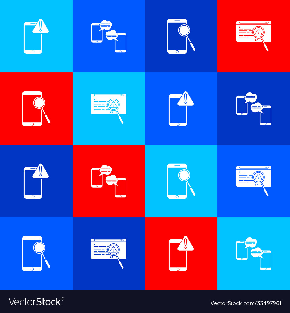 Set mobile with exclamation mark chat messages vector image Set mobile with exclamation mark chat messages