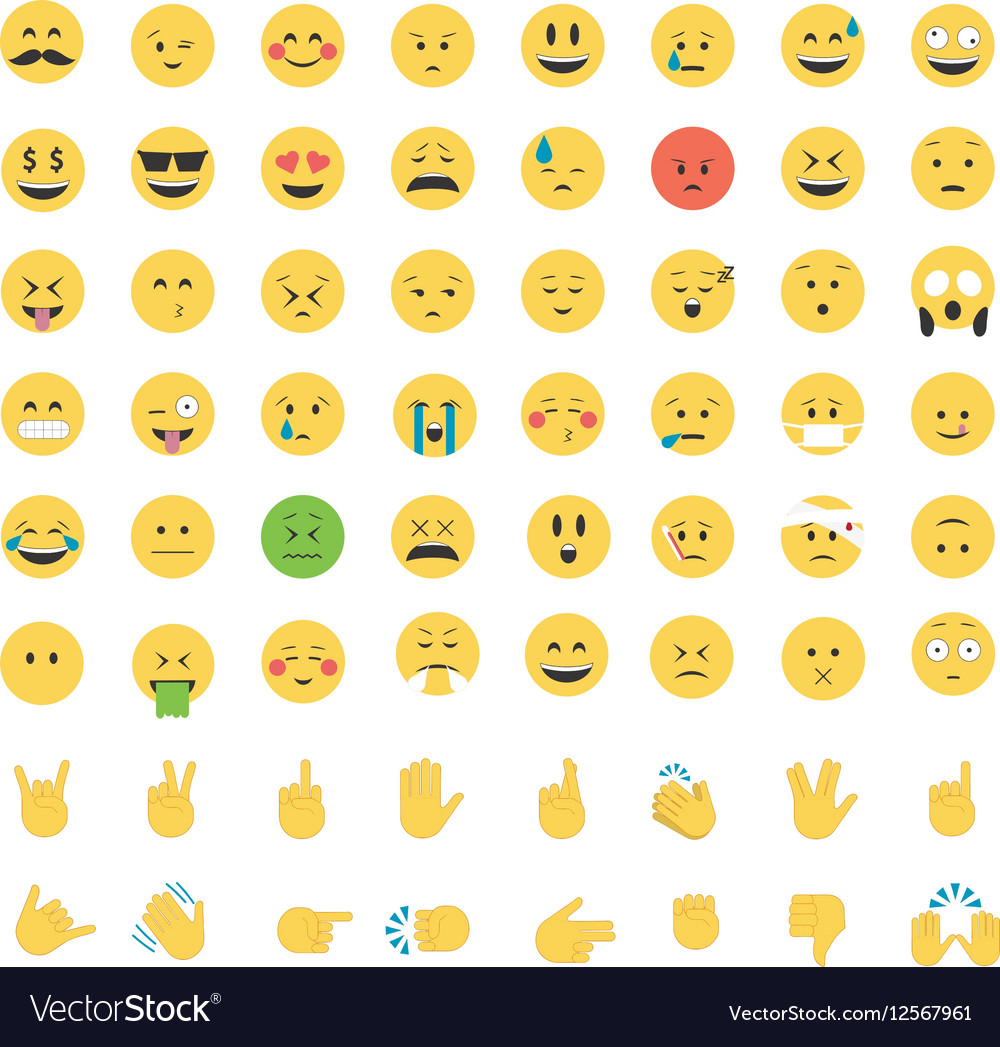 Set of emoticon isolated on white background Vector Image