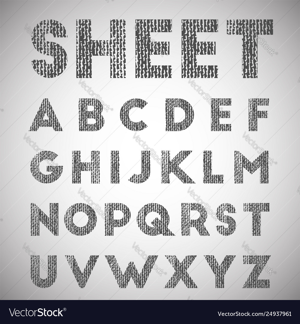 Sheet texturized font vector image Sheet texturized font