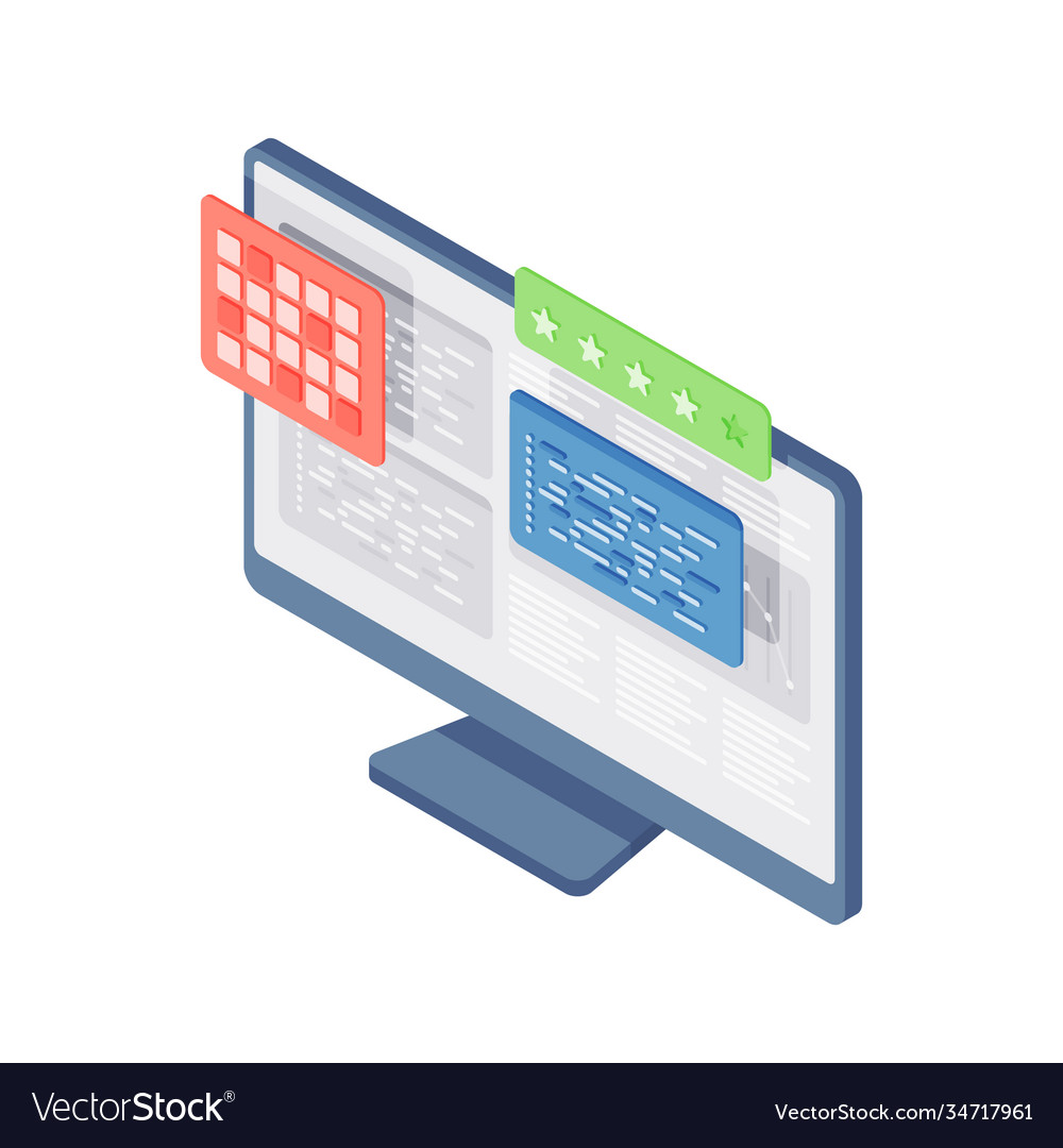 Website rating isometric icon monitor vector image Website rating isometric icon monitor
