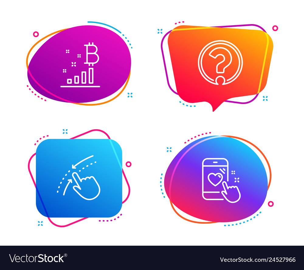 Bitcoin graph swipe up and question mark icons vector image Bitcoin graph swipe up and question mark icons