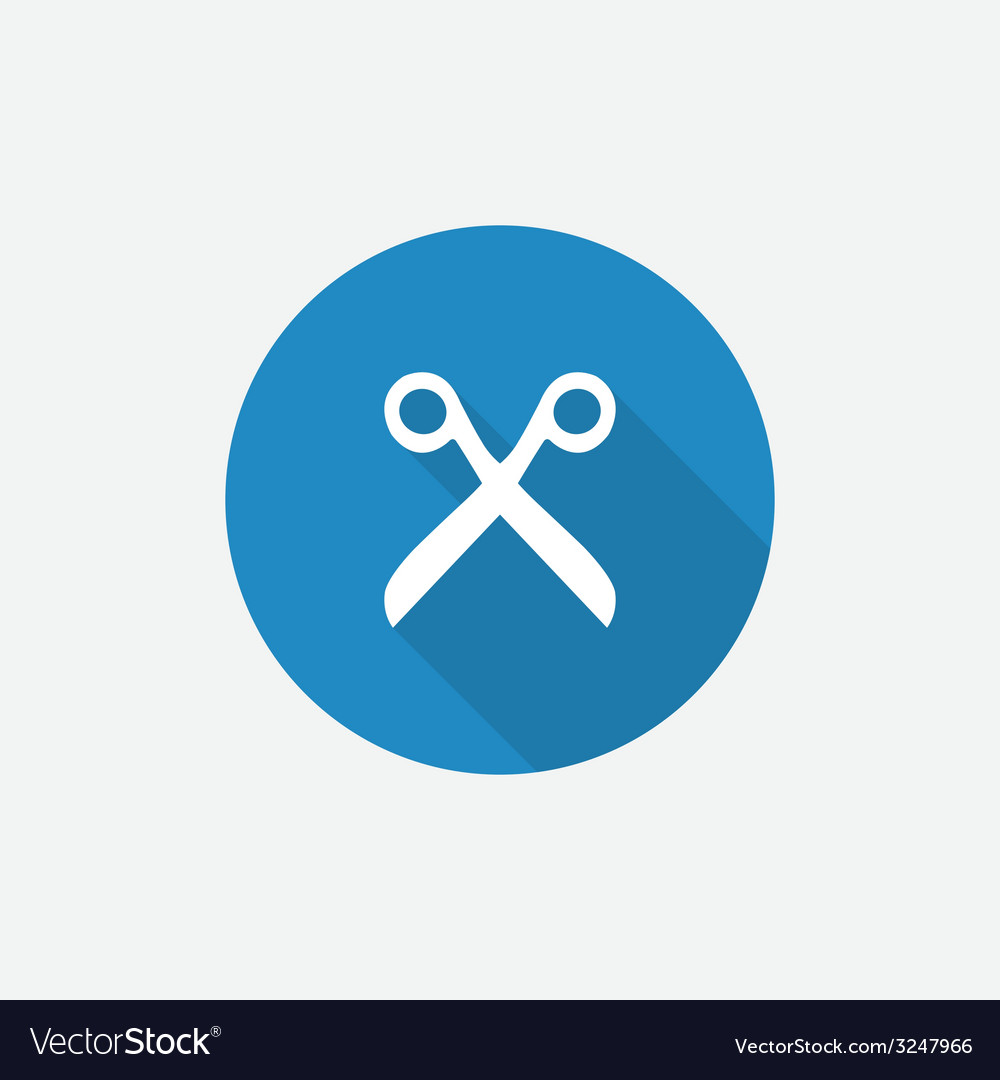 Blue Scissors Icon with Long Shadow