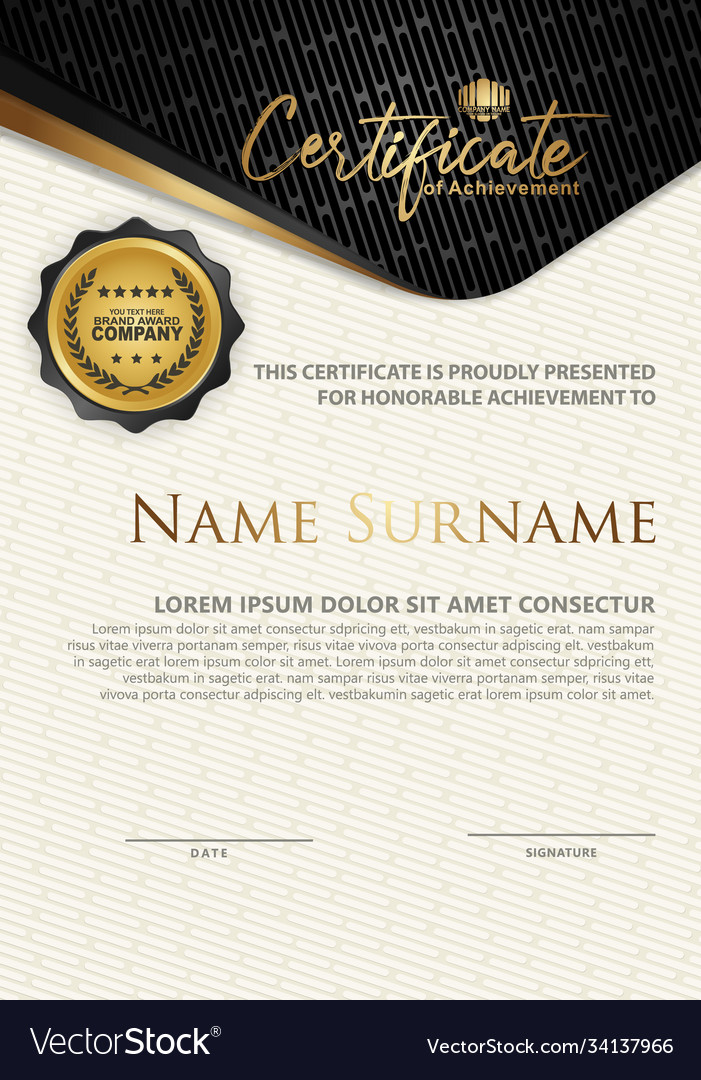 Certificate template with textured background vector image Certificate template with textured background