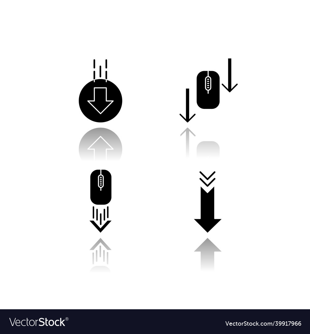 Computer mouse and arrowheads drop shadow black vector image Computer mouse and arrowheads drop shadow black