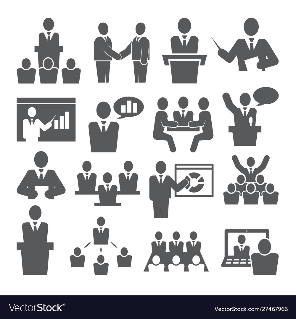 Conference icons set on white background Vector Image