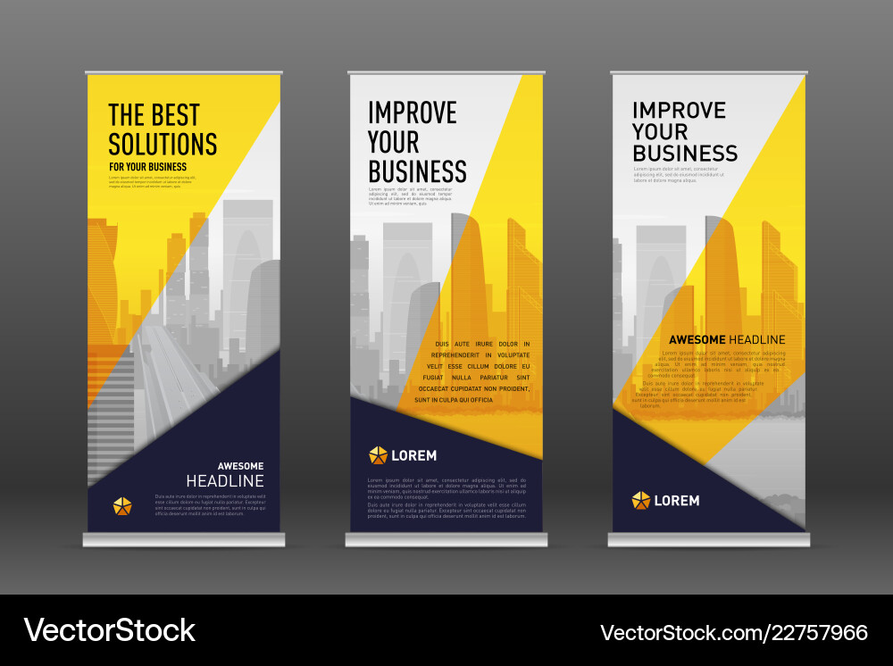 Construction Roll Up Banner Design Templates Set Vector Image