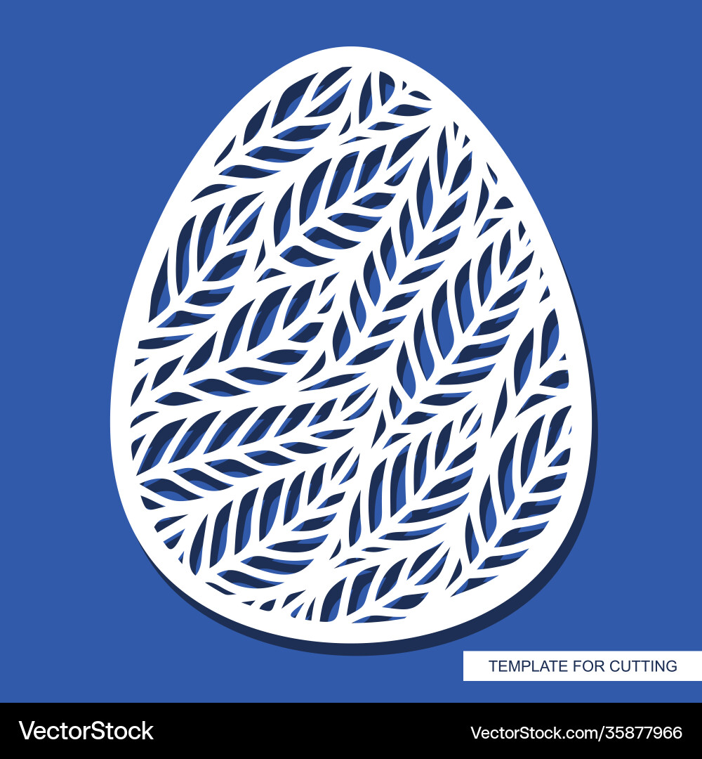 Decorative easter egg with a pattern leaves Vector Image