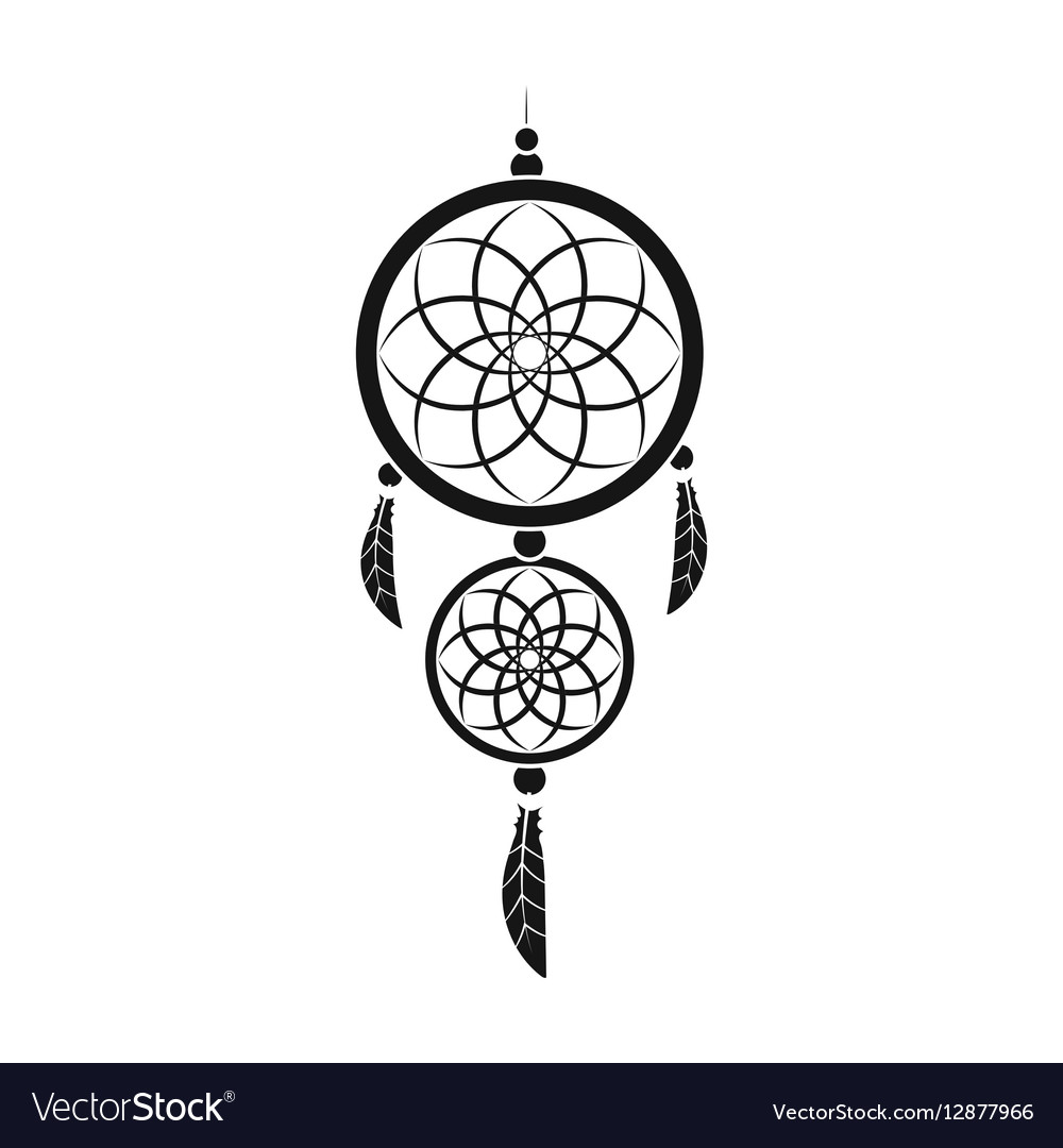 Black Square Button With Dream Catcher Icon High-Res Vector