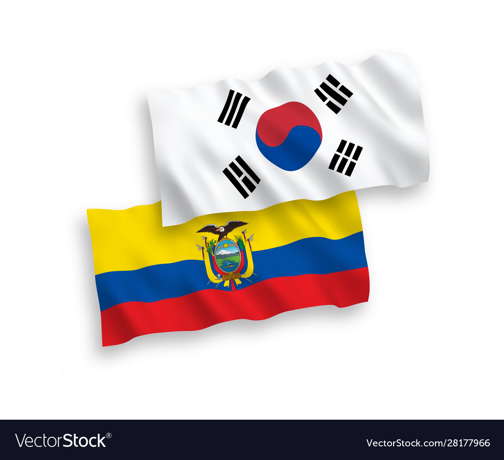 Flags south korea and ecuador on a white Vector Image